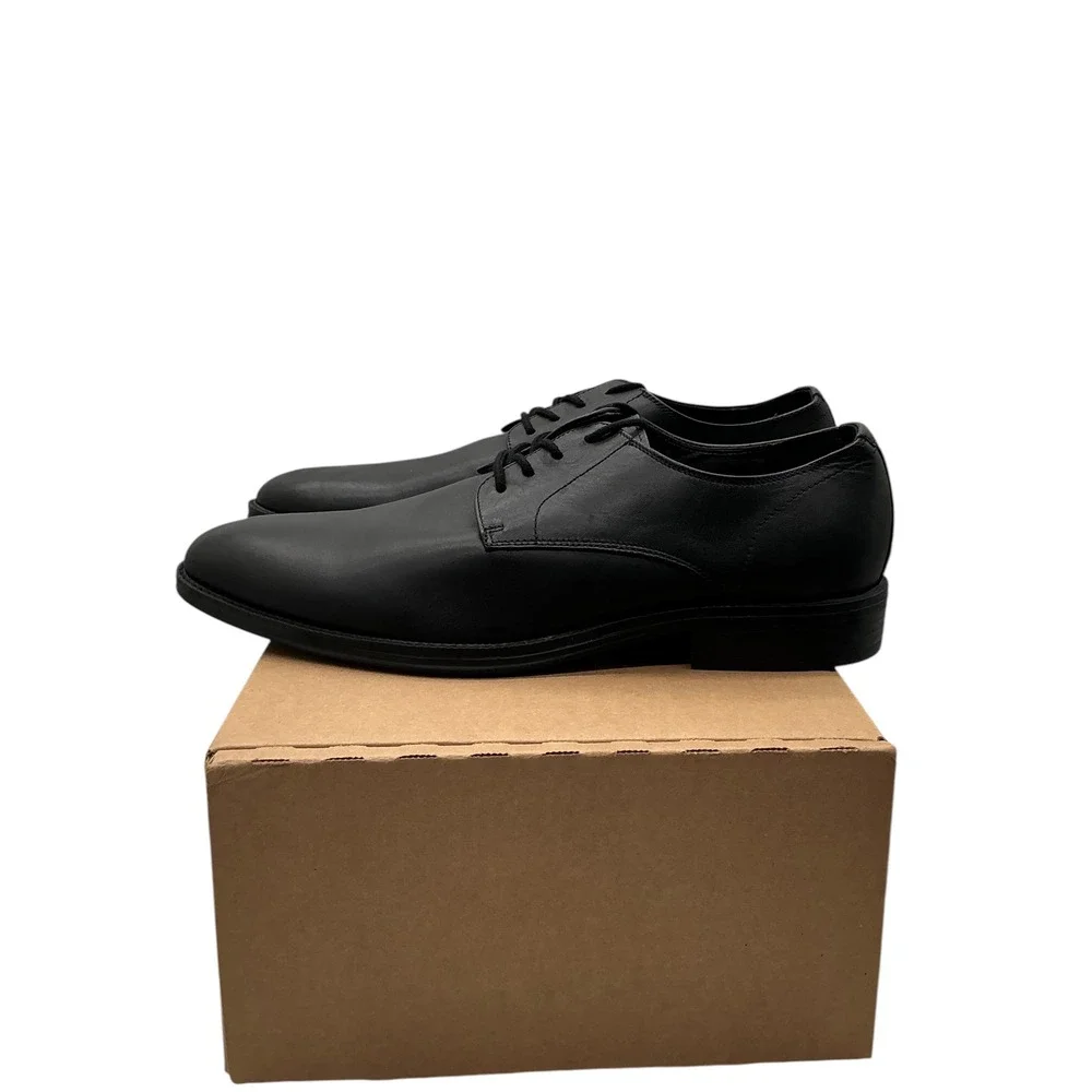 Calvin Klein Mens Brodie Black Leather Derby Dress Shoes 11M Oxfords Formal